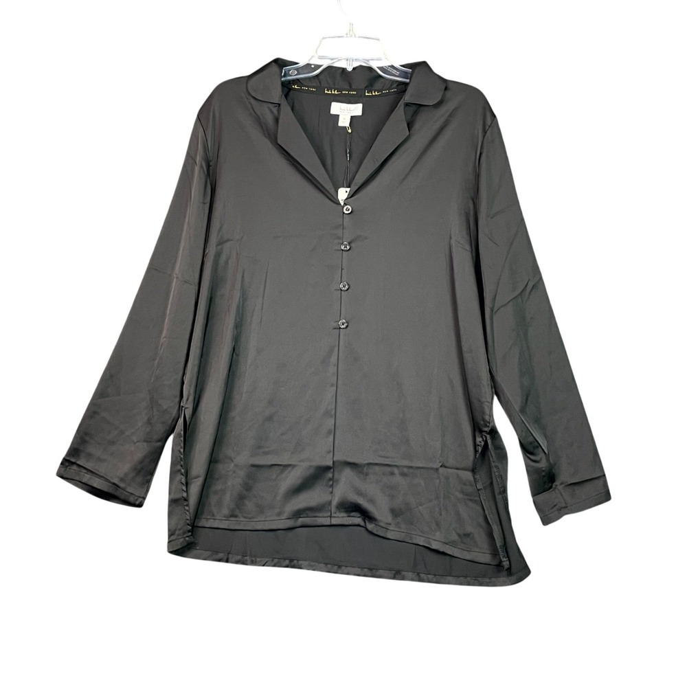 Nicole Miller New York Blouse Womens XL Button Up Hi-Low Hem Classic Office Wear